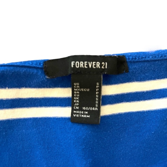 Forever 21 Royal Blue White Stripes Y2K Sleeveless Crop Tank Top Cami size Small - Picture 3 of 3